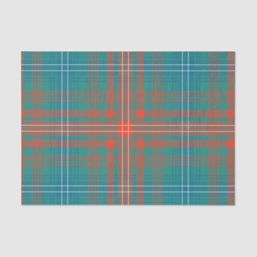 Clan Wilson Orange Turquoise Kariert Karo Tartan Seidenpapier (Vorderseite)