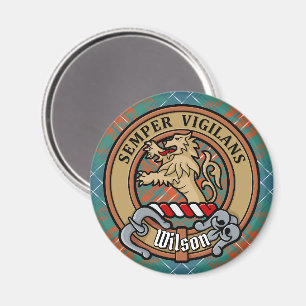 Clan Wilson-Wappen über altem Tartan Magnet
