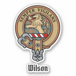 Clan Wilson Wappen über antikes Tartan Aufkleber