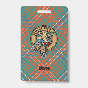 Clan Wilson Wappen über antikes Tartan Ausweis