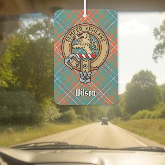 Clan Wilson Wappen über antikes Tartan Autolufterfrischer