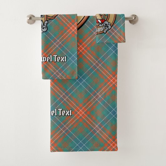 Clan Wilson Wappen über antikes Tartan Badhandtuch Set (Insitu)