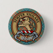 Clan Wilson Wappen über antikes Tartan Button (Vorderseite)