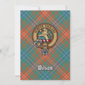 Clan Wilson Wappen über antikes Tartan Einladung (Rückseite)