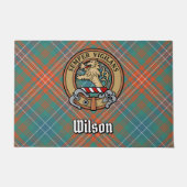 Clan Wilson Wappen über antikes Tartan Fußmatte (Vorderseite)