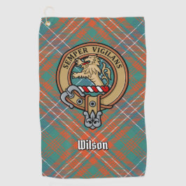 Clan Wilson Wappen über antikes Tartan Golfhandtuch