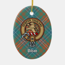 Clan Wilson Wappen über antikes Tartan Keramik Ornament