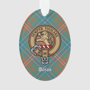 Clan Wilson Wappen über antikes Tartan Ornament
