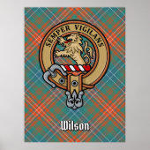 Clan Wilson Wappen über antikes Tartan Poster (Vorne)