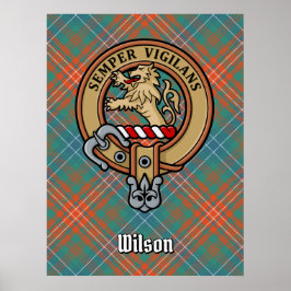 Clan Wilson Wappen über antikes Tartan Poster
