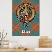Clan Wilson Wappen über antikes Tartan Poster (Küche)