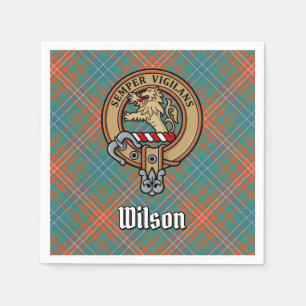 Clan Wilson Wappen über antikes Tartan Serviette