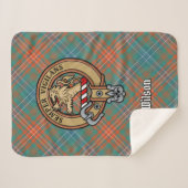 Clan Wilson Wappen über antikes Tartan Sherpadecke (Vorderseite (Horizontal))