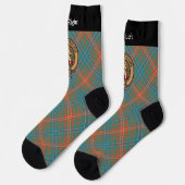 Clan Wilson Wappen über antikes Tartan Socken (Linkes Detail)