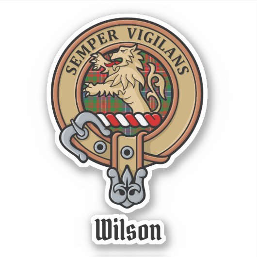 Clan Wilson Wappen über das moderne Tartan Aufkleber (Vorderseite)