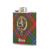 Clan Wilson Wappen über das moderne Tartan Flachmann (Links)