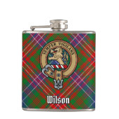 Clan Wilson Wappen über das moderne Tartan Flachmann (Vorderseite)