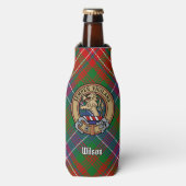 Clan Wilson Wappen über das moderne Tartan Flaschenkühler (Flaschenvorderseite)