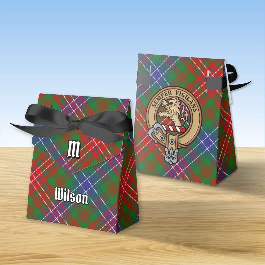 Clan Wilson Wappen über das moderne Tartan Geschenkschachtel