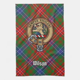 Clan Wilson Wappen über das moderne Tartan Geschirrtuch