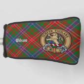 Clan Wilson Wappen über das moderne Tartan Golf Headcover (Vorderseite)