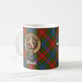 Clan Wilson Wappen über das moderne Tartan Kaffeetasse (Vorderseite Links)