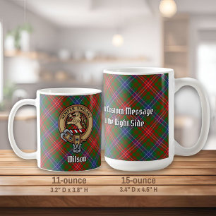 Clan Wilson Wappen über das moderne Tartan Kaffeetasse