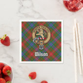 Clan Wilson Wappen über das moderne Tartan Serviette (Beispiel)