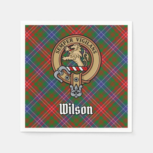 Clan Wilson Wappen über das moderne Tartan Serviette (Vorderseite)