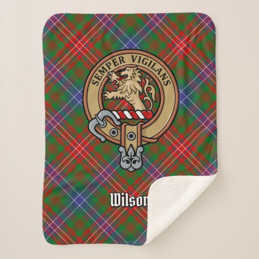 Clan Wilson Wappen über das moderne Tartan Sherpadecke (Vorderseite)
