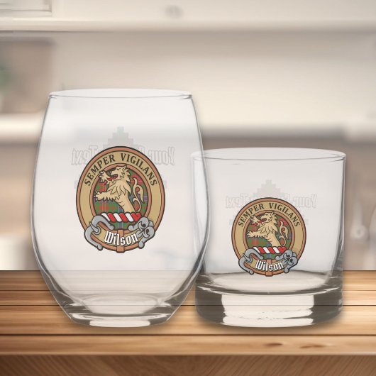 Clan Wilson Wappen über das moderne Tartan Whiskyglas