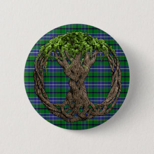 Clan Wishart JagdTartan und Celtc Baum des Lebens Button