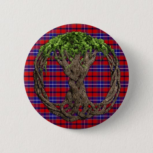 Clan Wishart KleiderTartan und Celtc Baum des Button (Vorderseite)