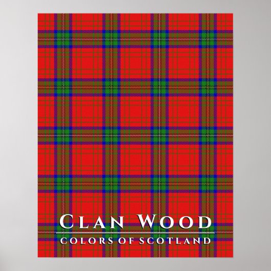 Clan Wood Colors of Scotland Red Tartan Poster (Vorne)