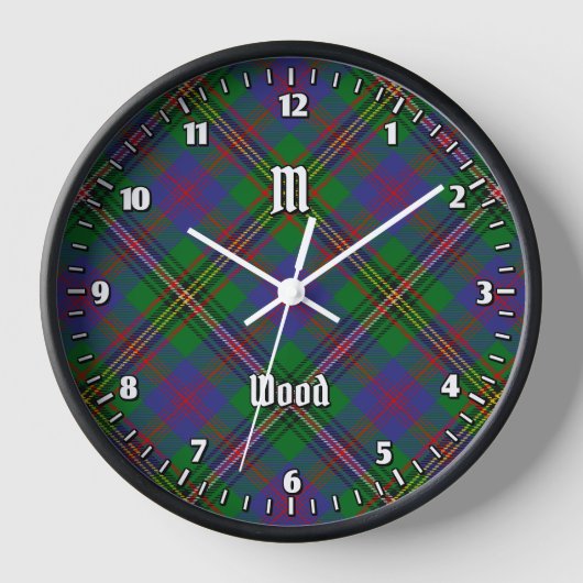 Clan Wood Tartan Uhr (Vorderseite)