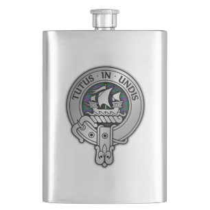 Clan Wood Wappen & Tartan Flachmann