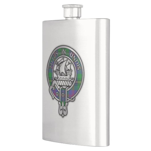 Clan Wood Wappen & Tartan Flask Flachmann (Links)