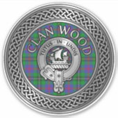 Clan Wood Wappen & Tartan Knot Aufkleber (Vorderseite)