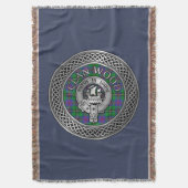Clan Wood Wappen & Tartan Knot Decke (Vorderseite Vertikal)