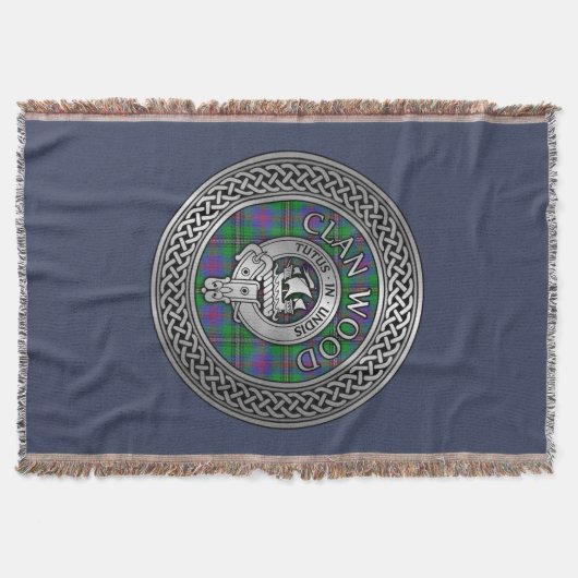 Clan Wood Wappen & Tartan Knot Decke (Vorderseite)