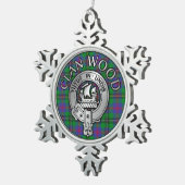 Clan Wood Wappen & Tartan Schneeflocken Zinn-Ornament (Rechts)