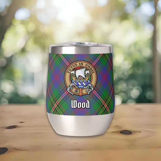 Clan Wood Wappen über Tartan