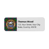 Clan Wood Wappen über Tartan (Vorne)