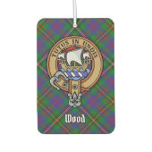 Clan Wood Wappen über Tartan Autolufterfrischer (Vorderseite)
