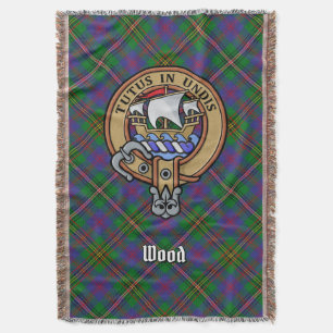 Clan Wood Wappen über Tartan Decke