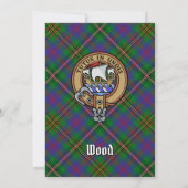 Clan Wood Wappen über Tartan Einladung (Rückseite)