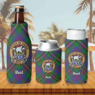 Clan Wood Wappen über Tartan Flaschenkühler