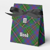 Clan Wood Wappen über Tartan Geschenkschachtel (Vorderseite)