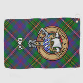 Clan Wood Wappen über Tartan Golfhandtuch (Horizontal)