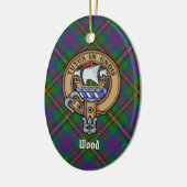 Clan Wood Wappen über Tartan Keramik Ornament (Links)